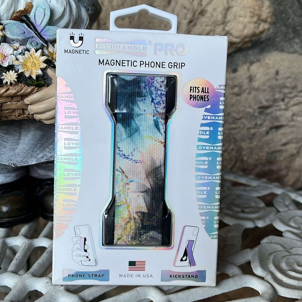 NIB Magnetic LoveHandle Pro Phone Grip; Slim Profile/Woven Strap, “Requiem”